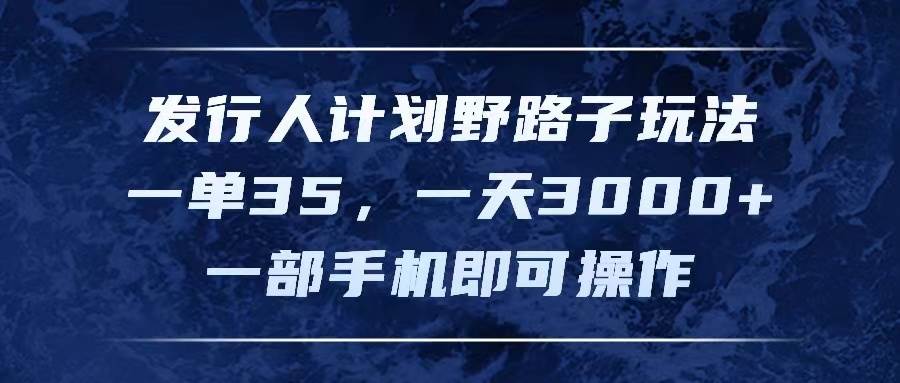 发行人计划野路子玩法，一单35，一天3000+，一部手机即可操作|琦哥资源