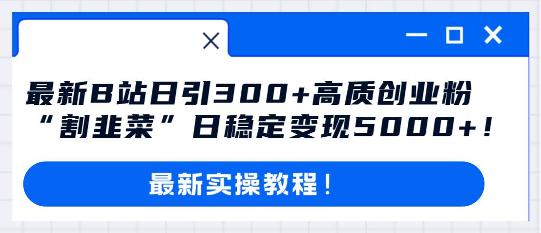 最新B站日引300+高质创业粉教程！“割韭菜”日稳定变现5000+！|琦哥资源