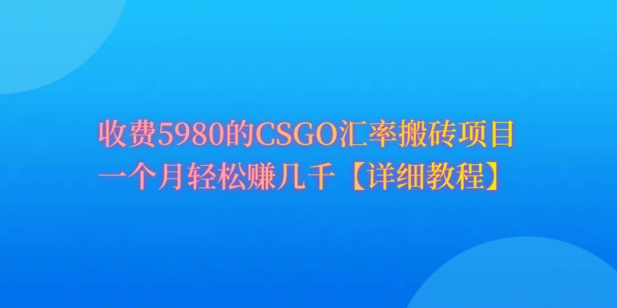 CSGO装备搬砖，月综合收益率高达60%，你也可以！|琦哥资源