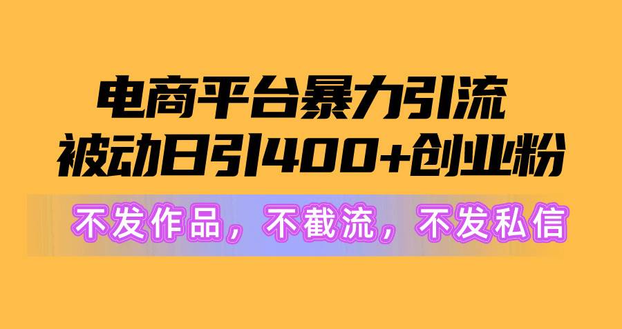 电商平台暴力引流,被动日引400+创业粉不发作品，不截流，不发私信|琦哥资源