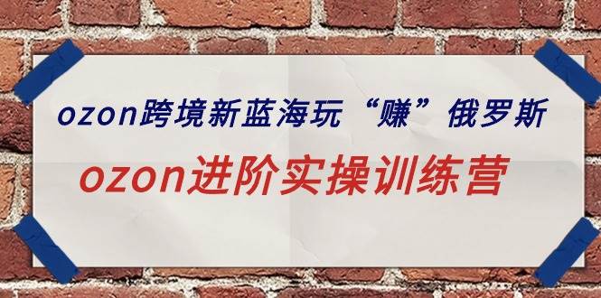 ozon跨境新蓝海玩“赚”俄罗斯，ozon进阶实操训练营|琦哥资源