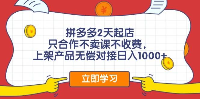 拼多多2天起店，只合作不卖课不收费，上架产品无偿对接日入1000+|琦哥资源