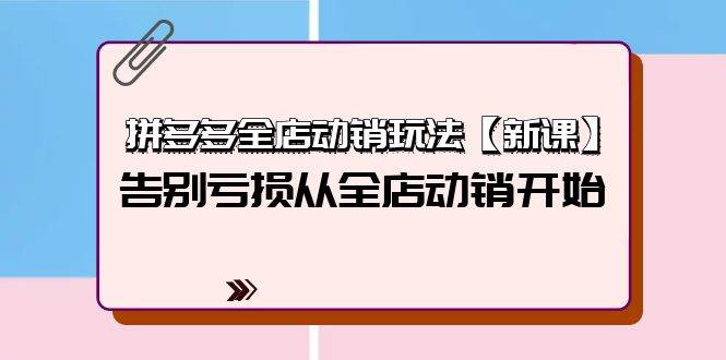 拼多多全店动销玩法【新课】，告别亏损从全店动销开始（4节视频课）|琦哥资源