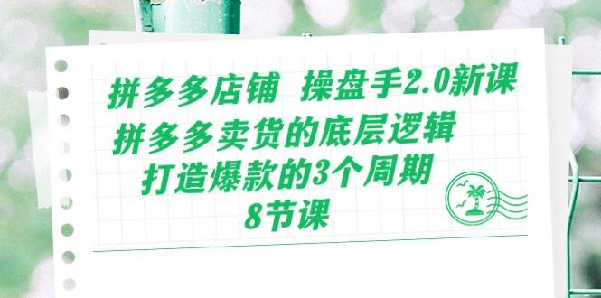 拼多多店铺 操盘手2.0新课，拼多多卖货的底层逻辑，打造爆款的3个周期-8节|琦哥资源