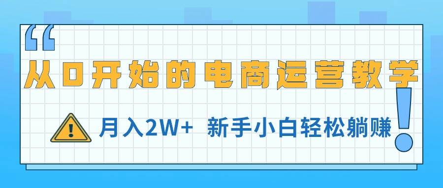 从0开始的电商运营教学，月入2W+，新手小白轻松躺赚|琦哥资源