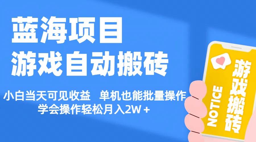 【蓝海项目】游戏自动搬砖 小白当天可见收益 单机也能批量操作 学会操…|琦哥资源