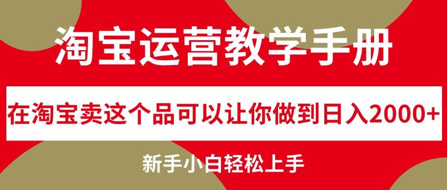 淘宝运营教学手册，在淘宝卖这个品可以让你做到日入2000+，新手小白轻…|琦哥资源