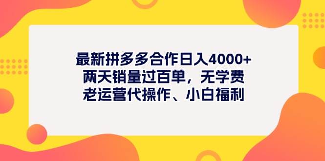 最新拼多多项目日入4000+两天销量过百单，无学费、老运营代操作、小白福利|琦哥资源