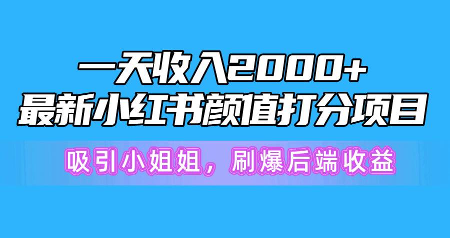 一天收入2000+，最新小红书颜值打分项目，吸引小姐姐，刷爆后端收益|琦哥资源
