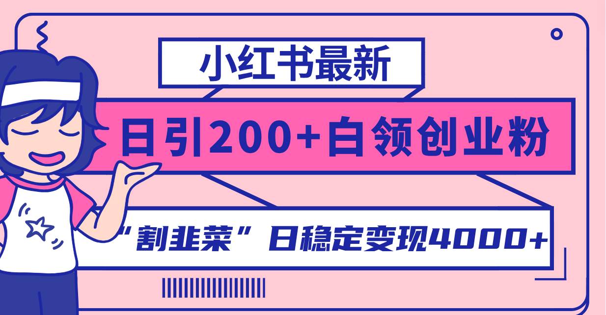 小红书最新日引200+创业粉”割韭菜“日稳定变现4000+实操教程！|琦哥资源