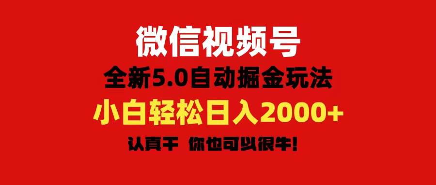 微信视频号变现，5.0全新自动掘金玩法，日入利润2000+有手就行|琦哥资源