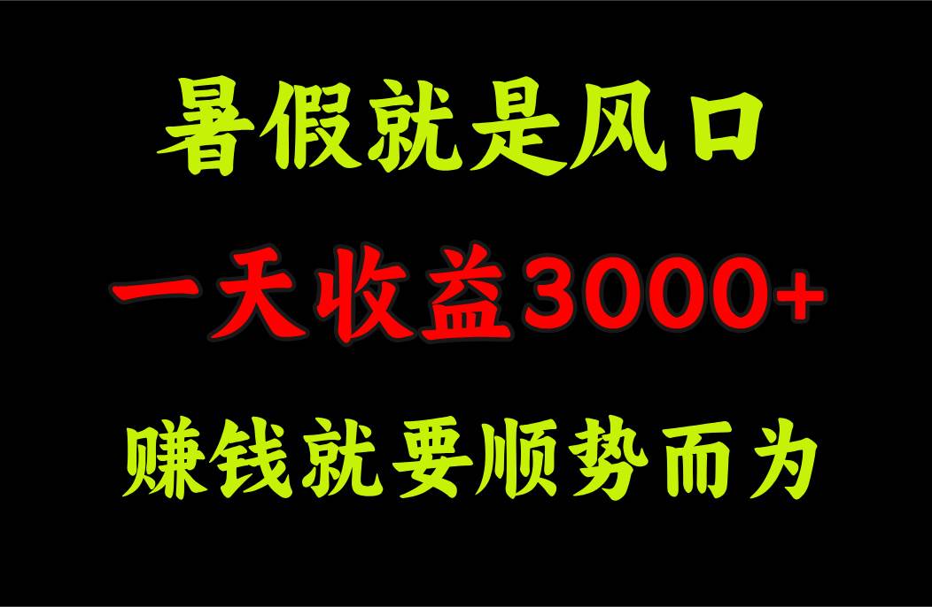 一天收益3000+ 赚钱就是顺势而为，暑假就是风口|琦哥资源