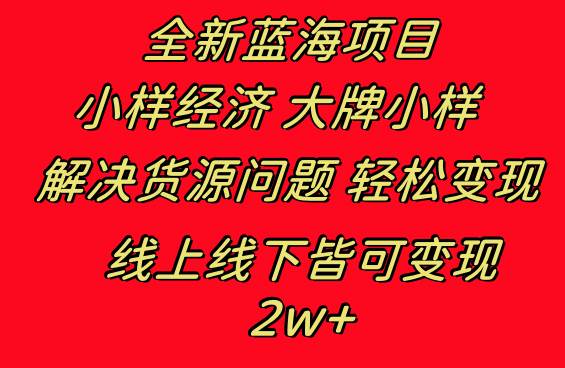 全新蓝海项目 小样经济大牌小样 线上和线下都可变现 月入2W+|琦哥资源