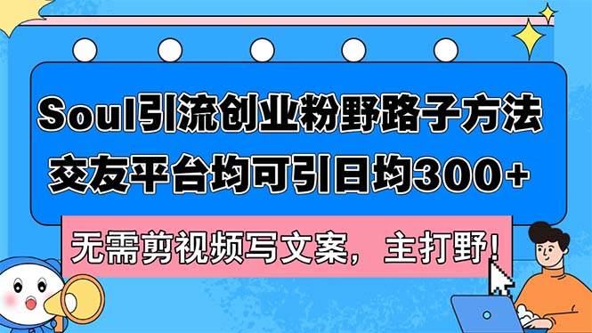 Soul引流创业粉野路子方法，交友平台均可引日均300+，无需剪视频写文案…|琦哥资源