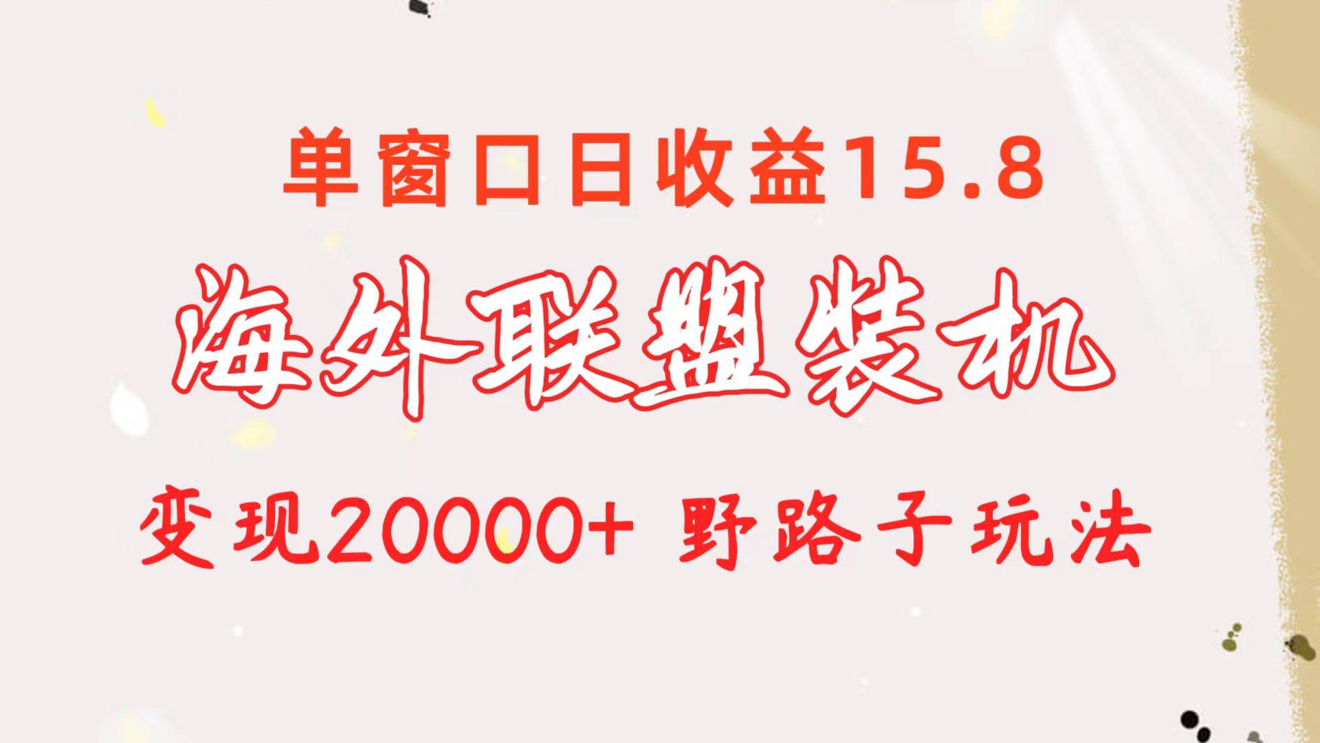 海外联盟装机 单窗口日收益15.8  变现20000+ 野路子玩法|琦哥资源