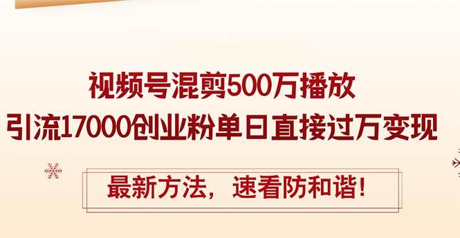 精华帖视频号混剪500万播放引流17000创业粉，单日直接过万变现，最新方…|琦哥资源