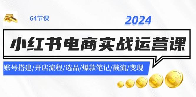 2024小红书电商实战运营课：账号搭建/开店流程/选品/爆款笔记/截流/变现|琦哥资源