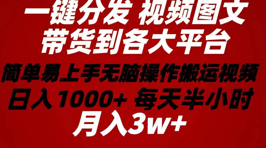 2024年 一键分发带货图文视频  简单易上手 无脑赚收益 每天半小时日入1…|琦哥资源
