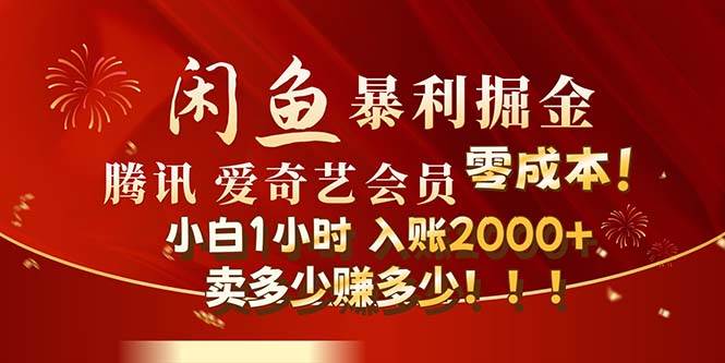 闲鱼全新暴力掘金玩法，官方正品影视会员无成本渠道！小白1小时收…|琦哥资源