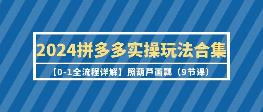 2024拼多多实操玩法合集【0-1全流程详解】照葫芦画瓢（9节课）|琦哥资源