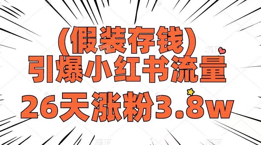 假装存钱，引爆小红书流量， 26天涨粉3.8w，作品制作简单，多种变现方式|琦哥资源