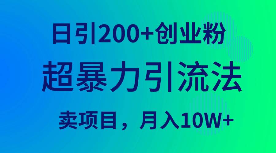 超暴力引流法，日引200+创业粉，卖项目月入10W+|琦哥资源