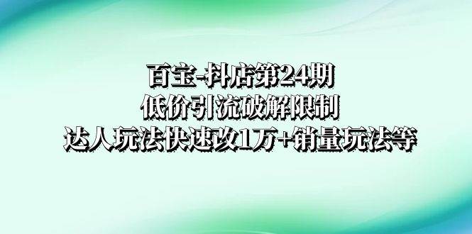 百宝-抖店第24期：低价引流破解限制，达人玩法快速改1万+销量玩法等|琦哥资源