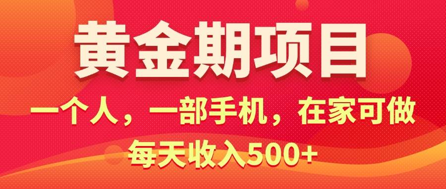 黄金期项目，电商搞钱！一个人，一部手机，在家可做，每天收入500+|琦哥资源