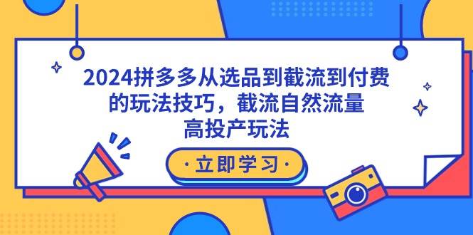 2024拼多多从选品到截流到付费的玩法技巧，截流自然流量玩法，高投产玩法|琦哥资源
