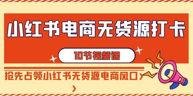 小红书电商-无货源打卡，抢先占领小红书无货源电商风口（10节课）|琦哥资源