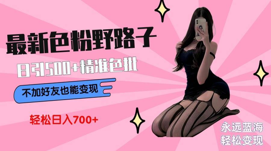 最新色粉变现野路子，日引500+老色批 可不加好友直接变现 小白轻松日入700+|琦哥资源