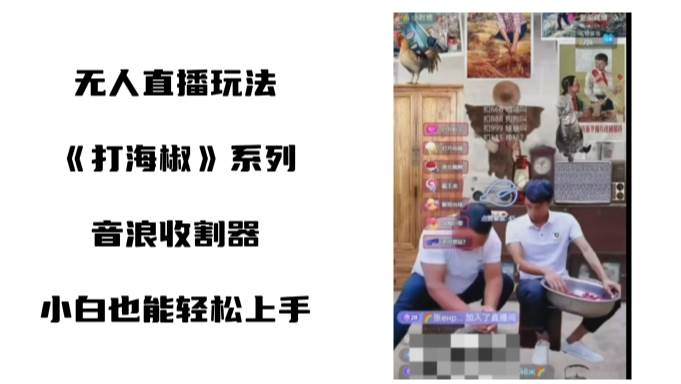 打海椒无人直播整蛊项目，小白轻松上手撸音浪收割器（教程+工具+素材）|琦哥资源