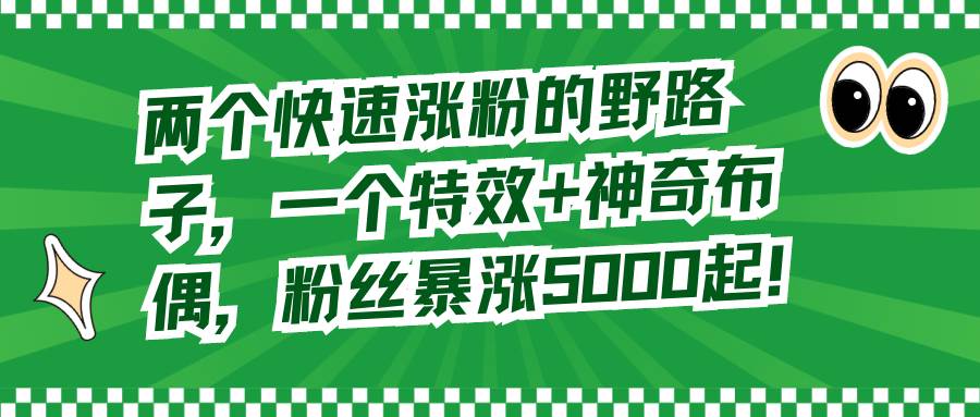 两个快速涨粉的野路子，一个特效+神奇布偶，粉丝暴涨5000起！|琦哥资源