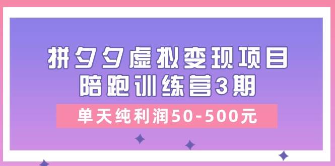 某收费培训《拼夕夕虚拟变现项目陪跑训练营3期》单天纯利润50-500元|琦哥资源