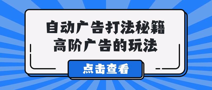 A lice自动广告打法秘籍，高阶广告的玩法|琦哥资源
