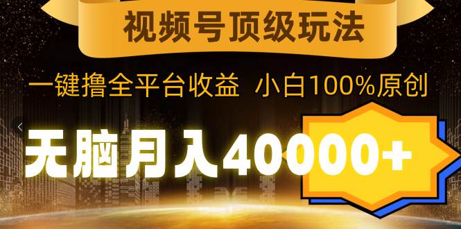 视频号顶级玩法，无脑月入40000+，一键撸全平台收益，纯小白也能100%原创|琦哥资源
