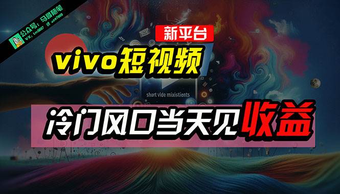 全新平台vivo短视频，新风口AI混剪无脑搬运，冷门风口当天见收益，7天…|琦哥资源
