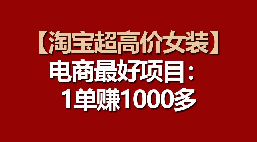 【淘宝超高价女装】电商最好项目：一单赚1000多|琦哥资源