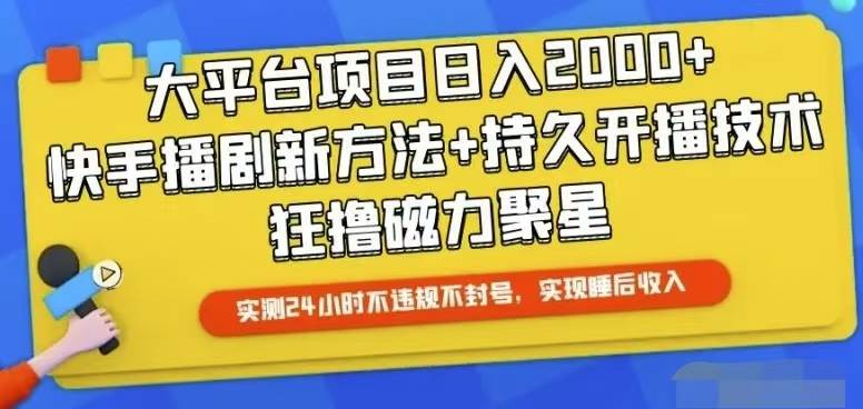 快手24小时无人直播，真正实现睡后收益|琦哥资源