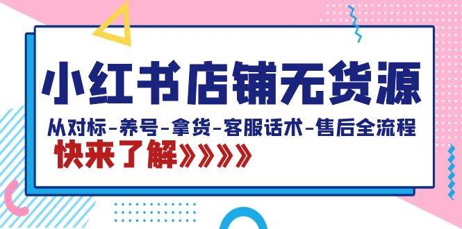 小红书店铺无货源：从对标-养号-拿货-客服话术-售后全流程（20节课）|琦哥资源