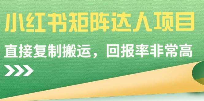 小红书矩阵达人项目，直接复制搬运，回报率非常高|琦哥资源