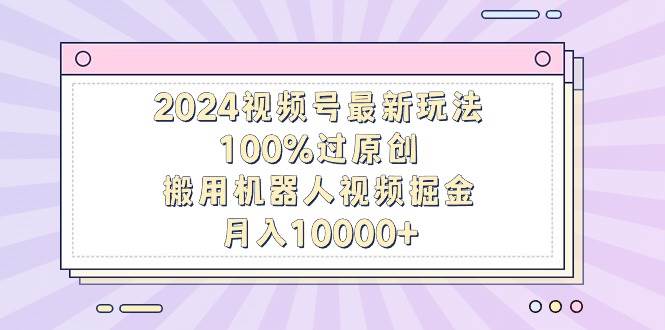 2024视频号最新玩法，100%过原创，搬用机器人视频掘金，月入10000+|琦哥资源