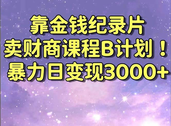 靠金钱纪录片卖财商课程B计划！暴力日变现3000+，喂饭式干货教程！|琦哥资源
