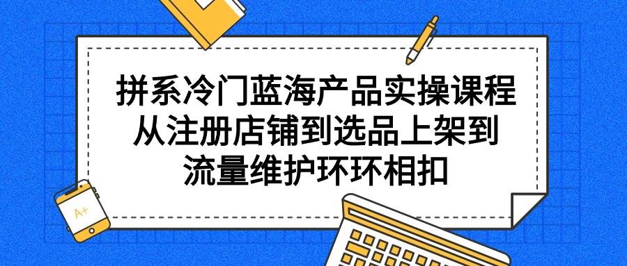 拼系冷门蓝海产品实操课程，从注册店铺到选品上架到流量维护环环相扣|琦哥资源