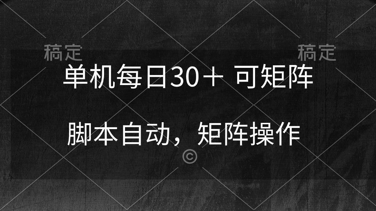 单机每日30＋ 可矩阵，脚本自动 稳定躺赚|琦哥资源