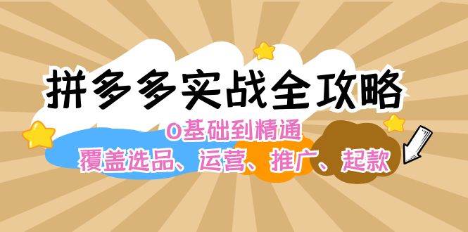 拼多多实战全攻略：0基础到精通，覆盖选品、运营、推广、起款|琦哥资源