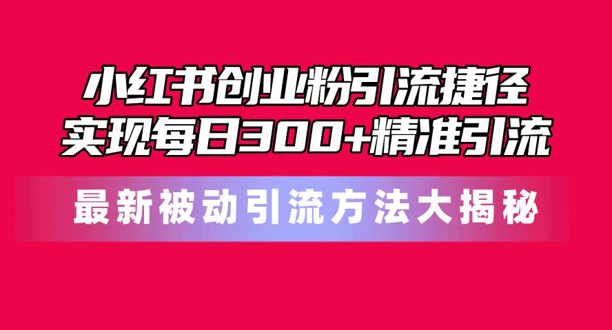 小红书创业粉引流捷径！最新被动引流方法大揭秘，实现每日300+精准引流|琦哥资源