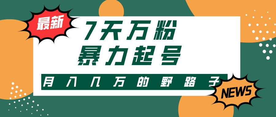 7天万粉，快手暴力起号，多种变现方式，新手小白秒上手，单月变现几万的野路子|琦哥资源
