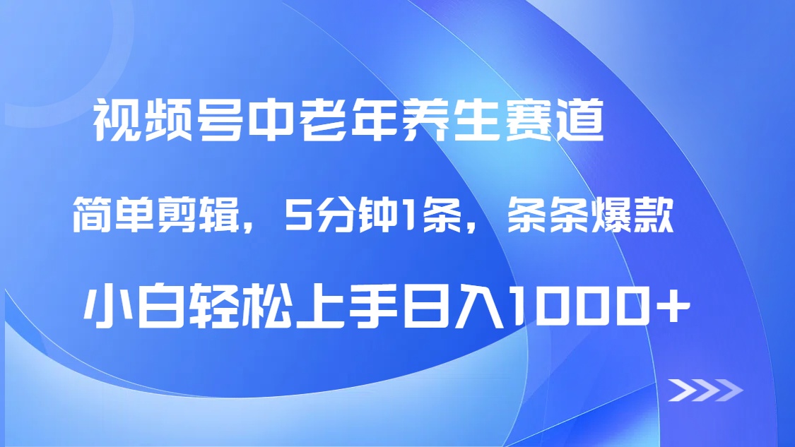 DeepSeek+既梦做视频号中老年养生赛道，条条爆款5分钟1条，轻松日入1000+|琦哥资源