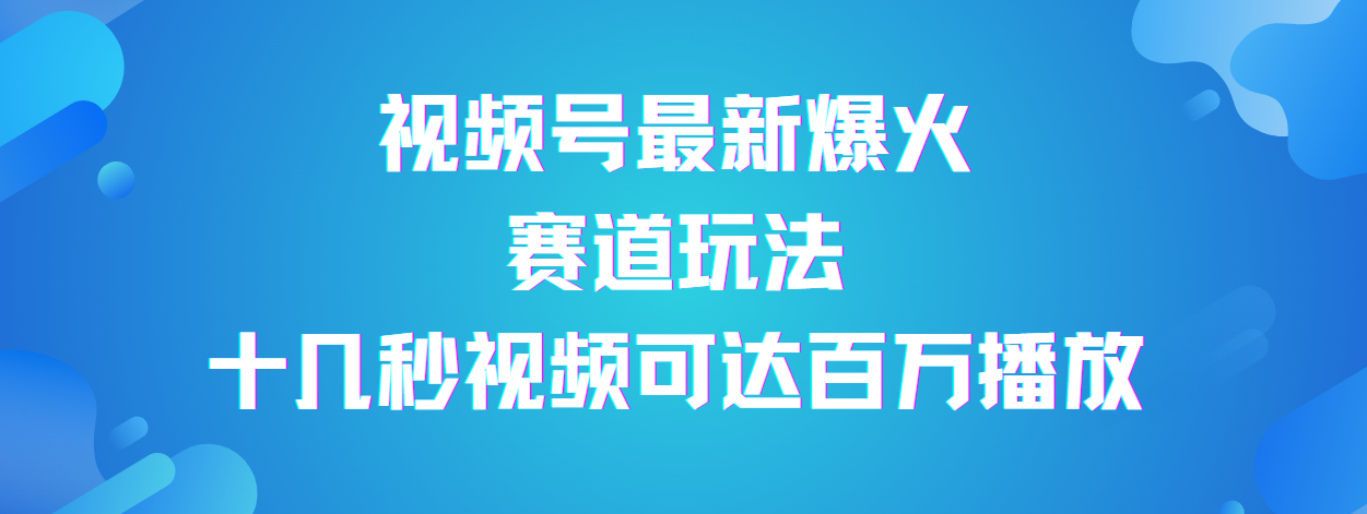 视频号最新爆火赛道玩法，流量巨大，视频制作简单，轻松月入数万|琦哥资源